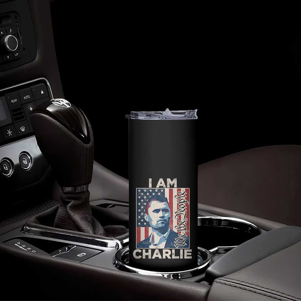 Stand With Charlie Skinny Tumbler Patriotic Free Speech We The People American Flag Graphic TS02 Print Your Wear