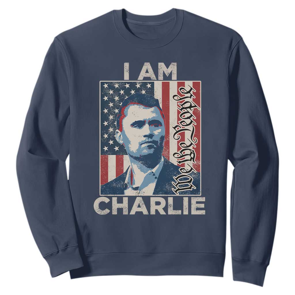 Stand With Charlie Sweatshirt Patriotic Free Speech We The People American Flag Graphic TS02 Navy Print Your Wear