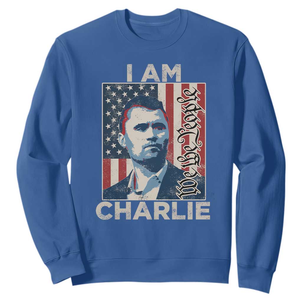 Stand With Charlie Sweatshirt Patriotic Free Speech We The People American Flag Graphic TS02 Royal Blue Print Your Wear
