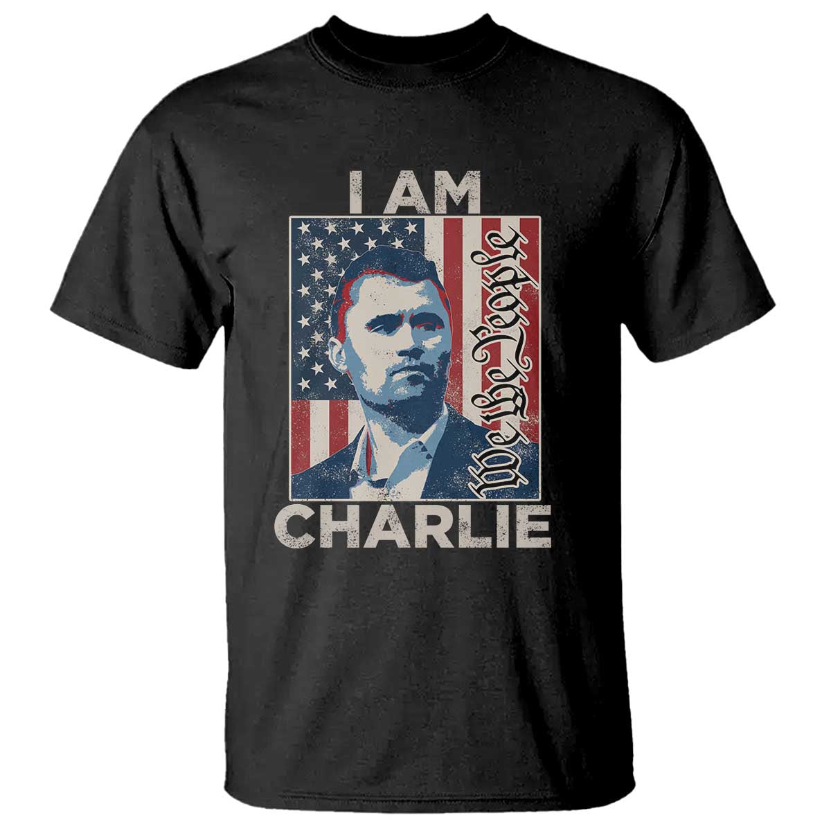 Stand With Charlie T Shirt Patriotic Free Speech We The People American Flag Graphic TS02 Black Print Your Wear