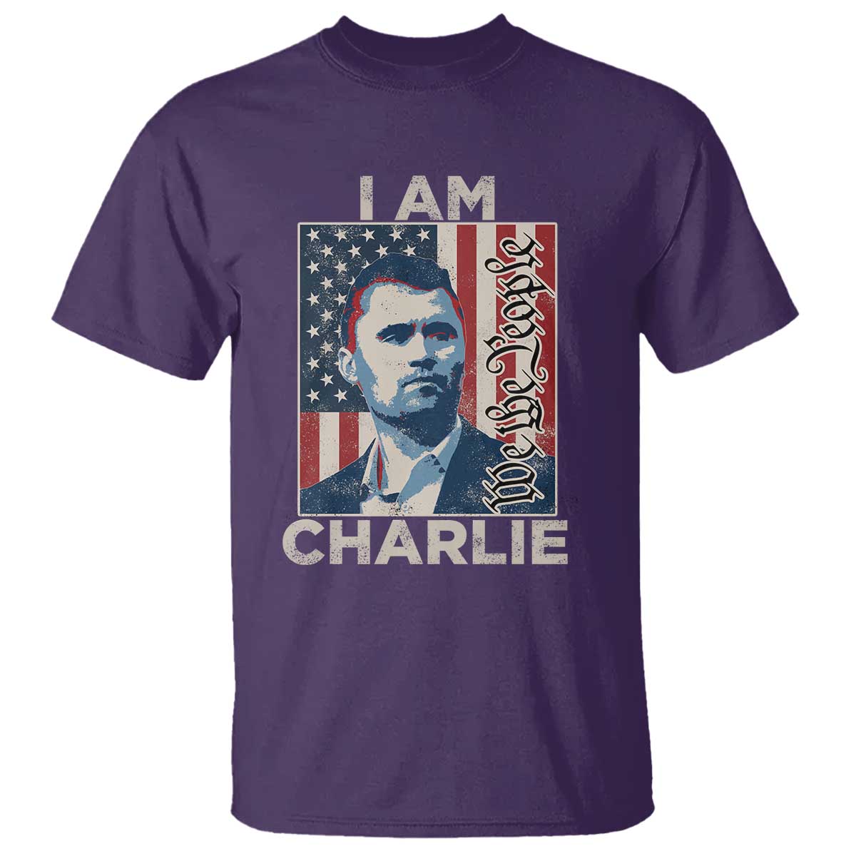 Stand With Charlie T Shirt Patriotic Free Speech We The People American Flag Graphic TS02 Purple Print Your Wear