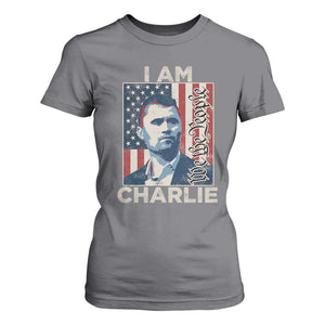 Stand With Charlie T Shirt For Women Patriotic Free Speech We The People American Flag Graphic TS02 Charcoal Print Your Wear