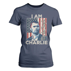 Stand With Charlie T Shirt For Women Patriotic Free Speech We The People American Flag Graphic TS02 Navy Print Your Wear