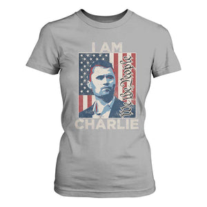 Stand With Charlie T Shirt For Women Patriotic Free Speech We The People American Flag Graphic TS02 Sport Gray Print Your Wear