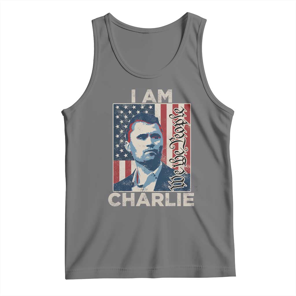 Stand With Charlie Tank Top Patriotic Free Speech We The People American Flag Graphic TS02 Black Heather Print Your Wear