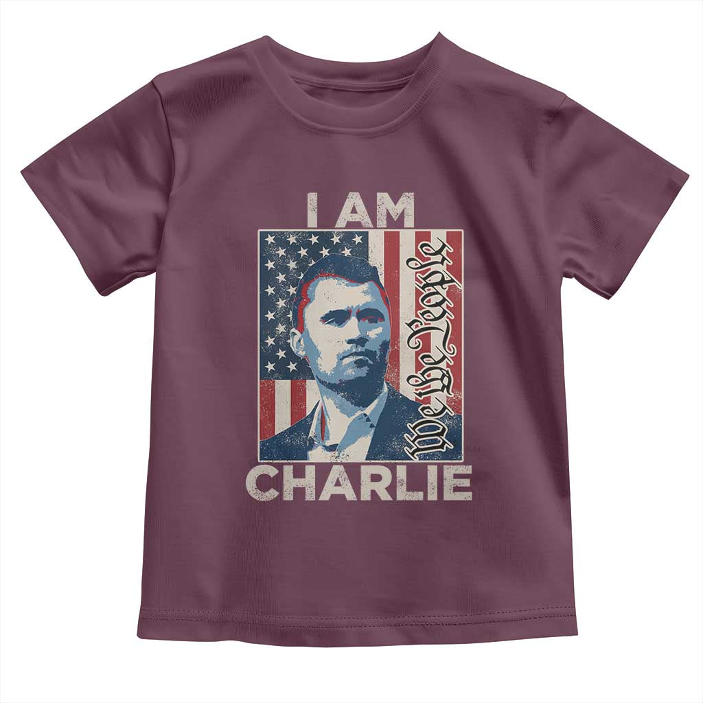 Stand With Charlie Toddler T Shirt Patriotic Free Speech We The People American Flag Graphic TS02 Maroon Print Your Wear