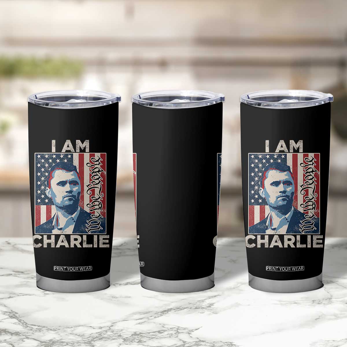 Stand With Charlie Tumbler Cup Patriotic Free Speech We The People American Flag Graphic TS02 Print Your Wear