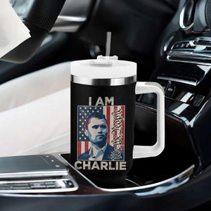 Stand With Charlie Tumbler With Handle Patriotic Free Speech We The People American Flag Graphic TS02 Print Your Wear