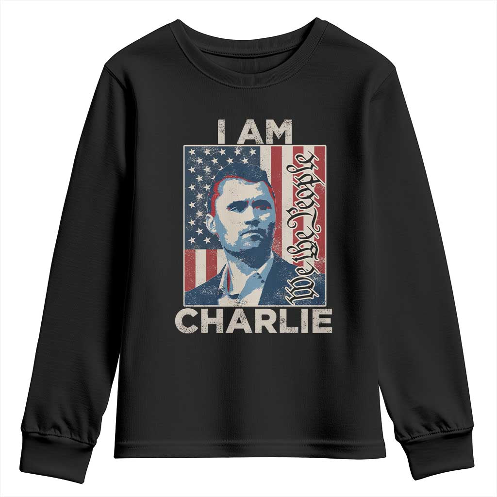 Stand With Charlie Youth Sweatshirt Patriotic Free Speech We The People American Flag Graphic TS02 Black Print Your Wear