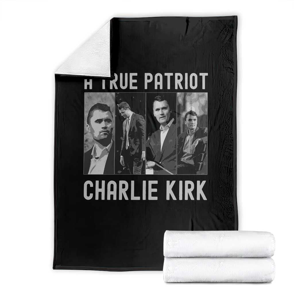 Charlie Kirk Tribute Throw Blanket A True Patriot Conservative Memorial TS02 Black Print Your Wear