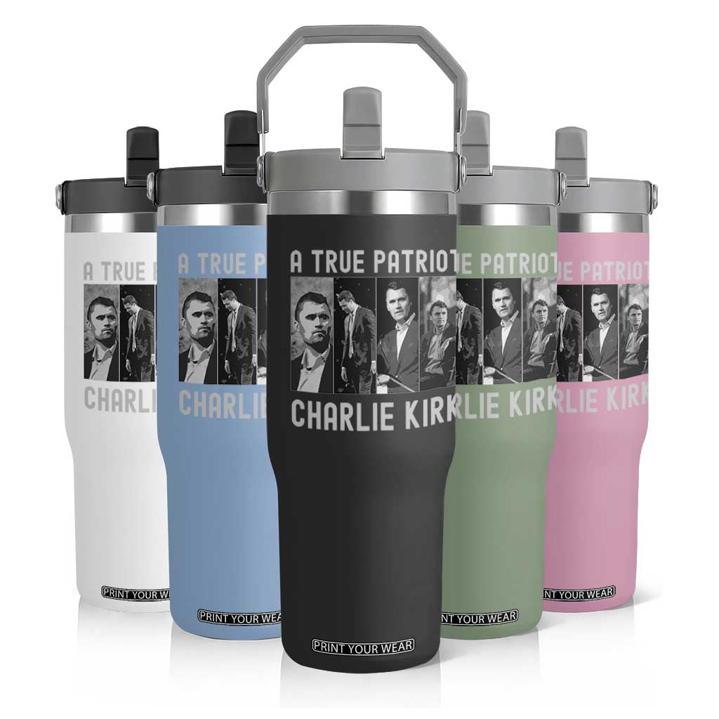 Charlie Kirk Tribute Flip Straw Tumbler A True Patriot Conservative Memorial TS02 Print Your Wear