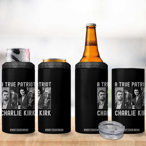 Charlie Kirk Tribute 4 in 1 Can Cooler Tumbler A True Patriot Conservative Memorial TS02 Print Your Wear