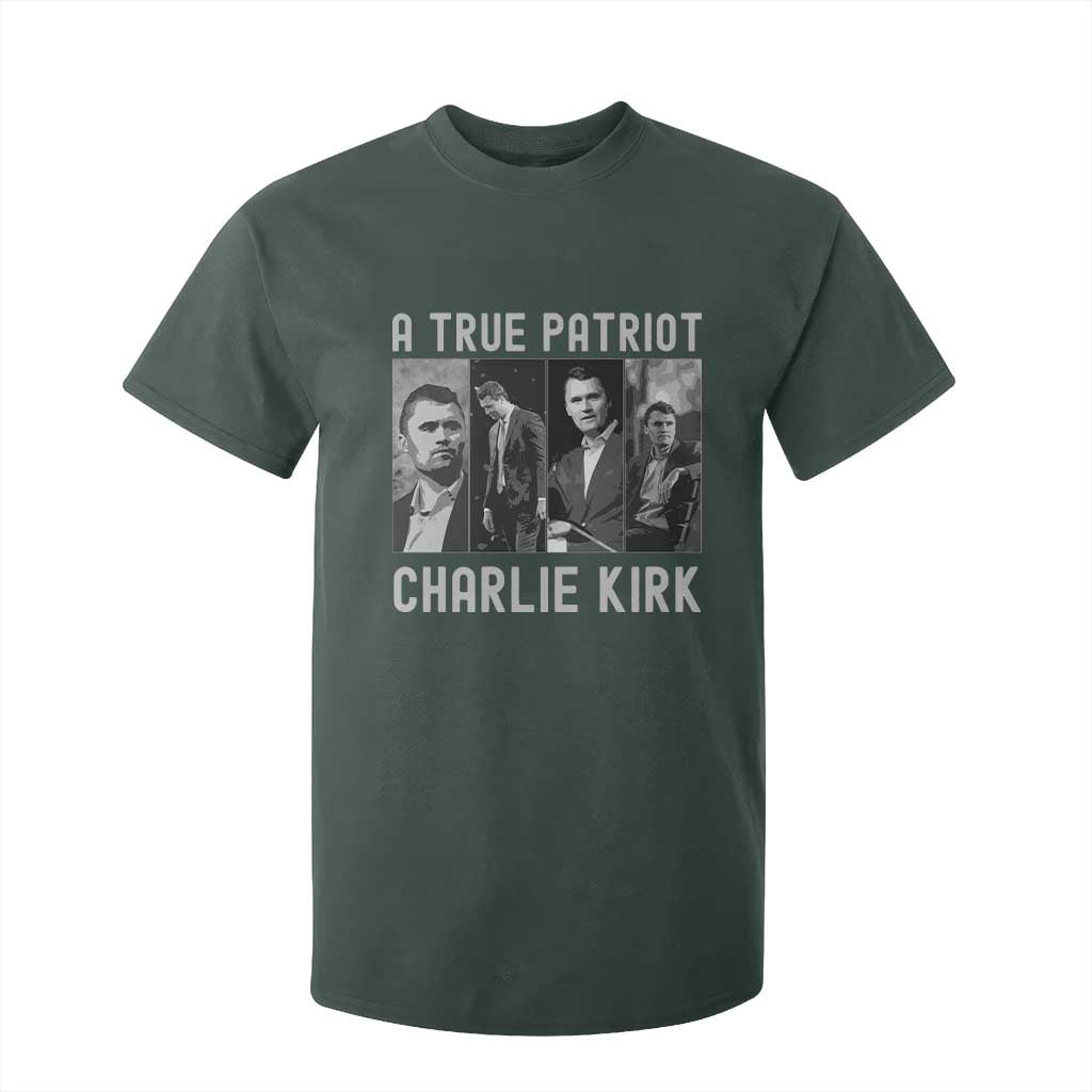 Charlie Kirk Tribute T Shirt For Kid A True Patriot Conservative Memorial TS02 Dark Forest Green Print Your Wear