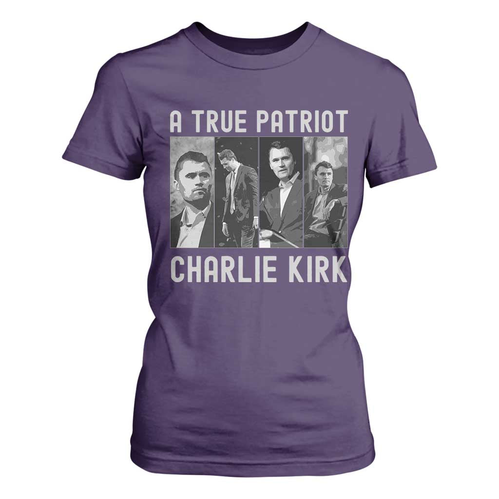 Charlie Kirk Tribute T Shirt For Women A True Patriot Conservative Memorial TS02 Purple Print Your Wear