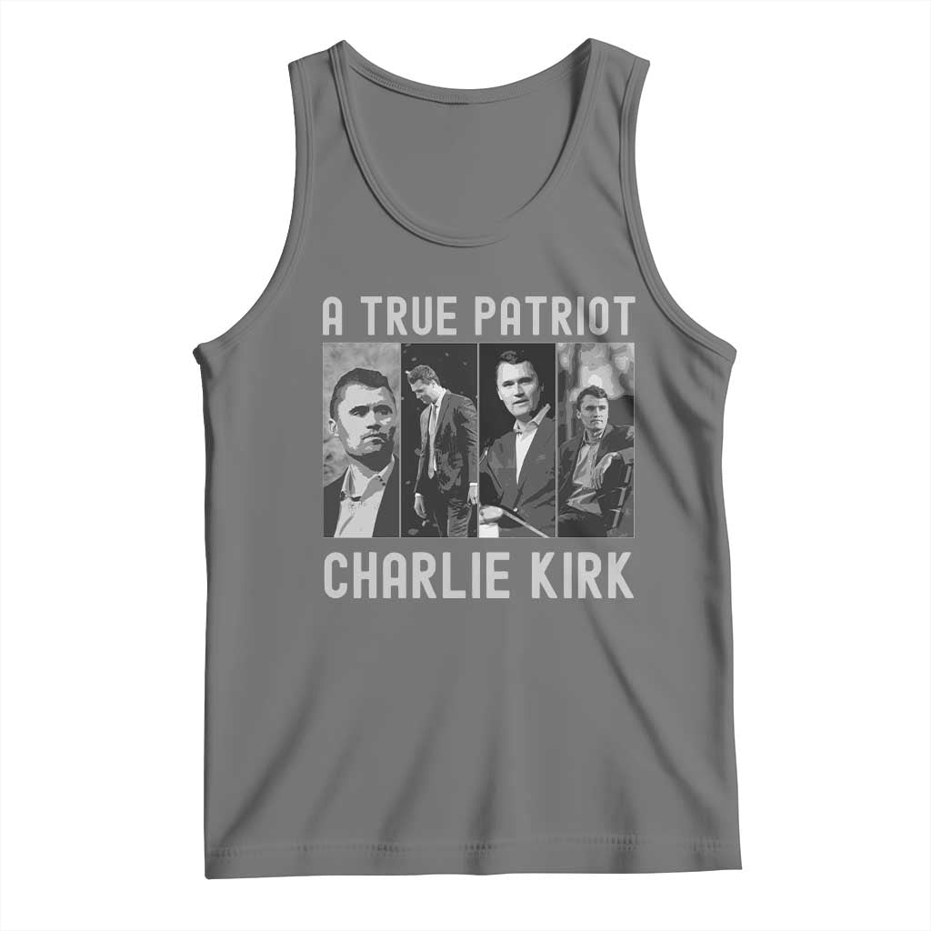 Charlie Kirk Tribute Tank Top A True Patriot Conservative Memorial TS02 Black Heather Print Your Wear