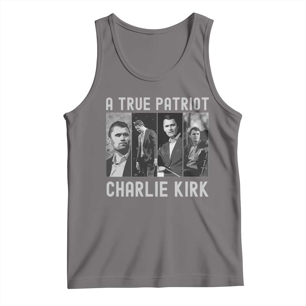 Charlie Kirk Tribute Tank Top A True Patriot Conservative Memorial TS02 Deep Heather Print Your Wear