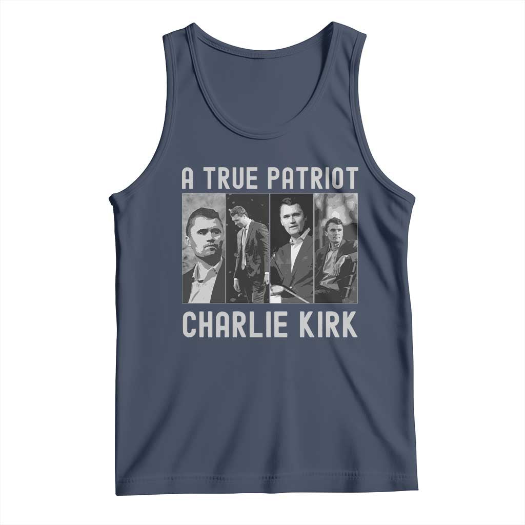 Charlie Kirk Tribute Tank Top A True Patriot Conservative Memorial TS02 Navy Print Your Wear