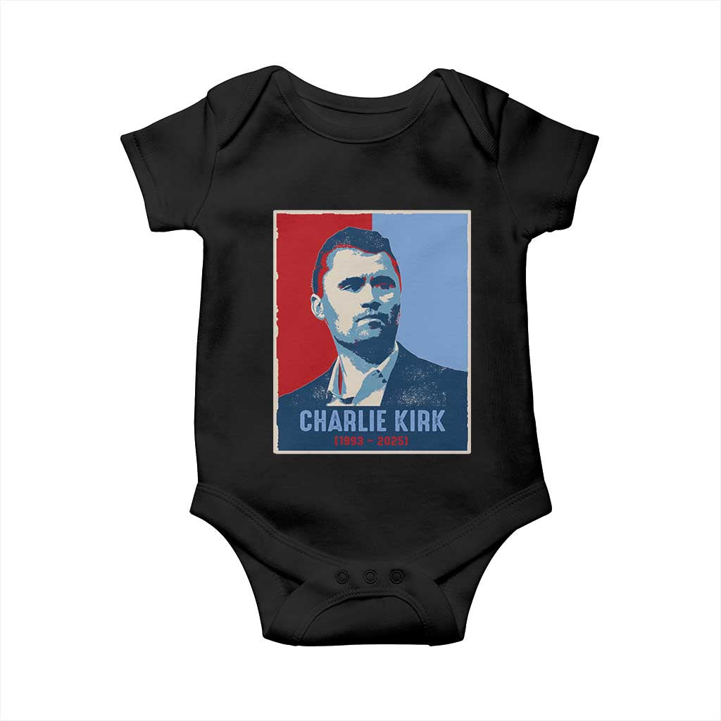 Charlie Kirk Tribute Baby Onesie Freedom Hope Memorial 1993 2025 TS02 Black Print Your Wear