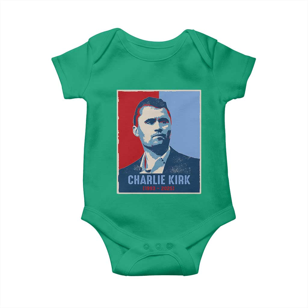 Charlie Kirk Tribute Baby Onesie Freedom Hope Memorial 1993 2025 TS02 Irish Green Print Your Wear