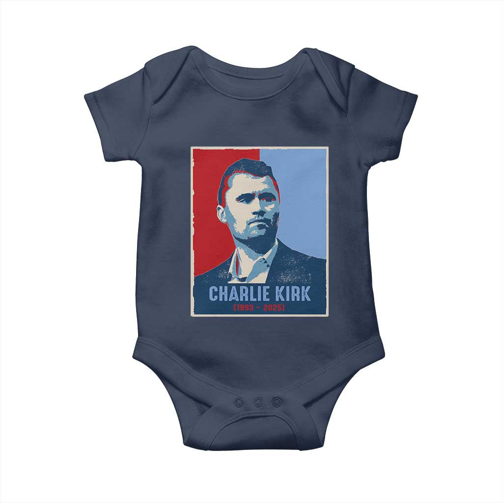 Charlie Kirk Tribute Baby Onesie Freedom Hope Memorial 1993 2025 TS02 Navy Print Your Wear