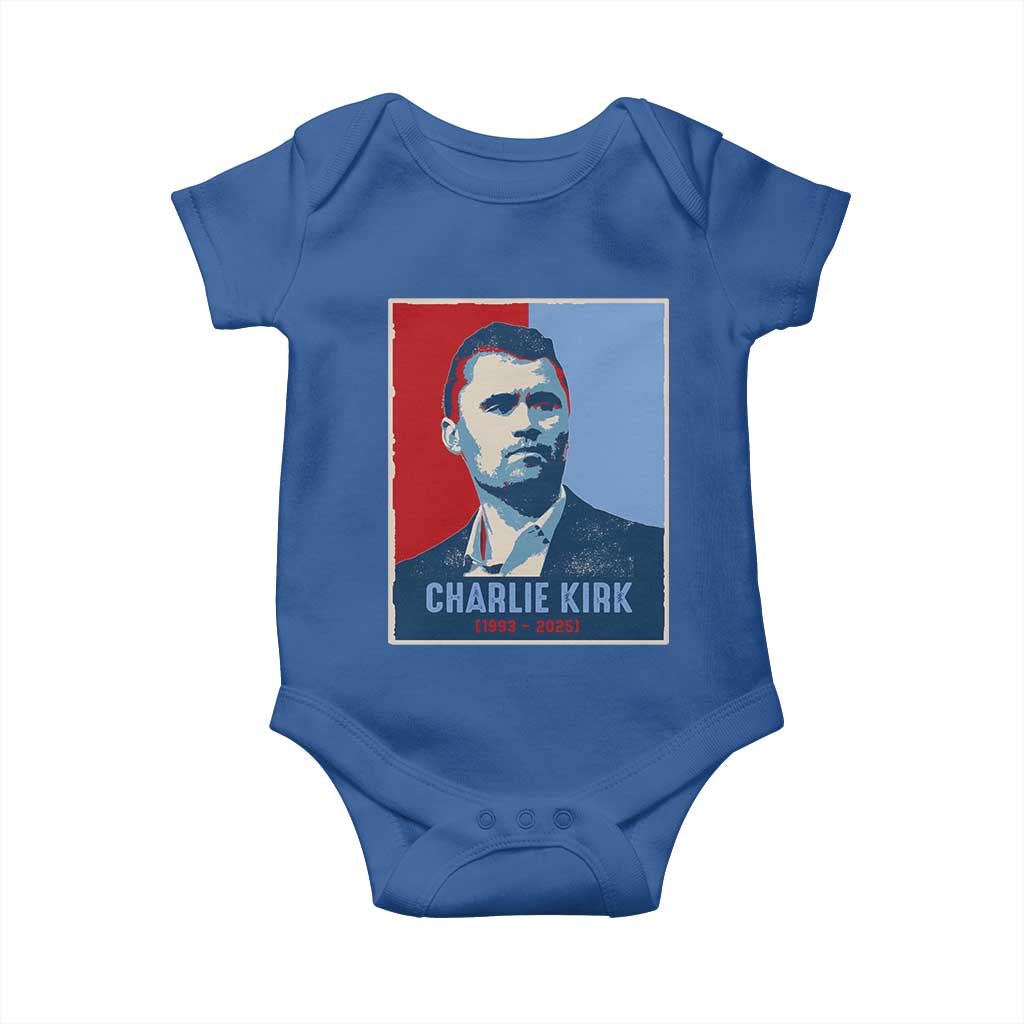 Charlie Kirk Tribute Baby Onesie Freedom Hope Memorial 1993 2025 TS02 Royal Blue Print Your Wear