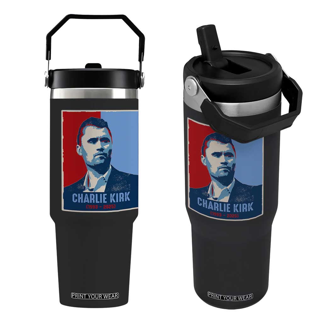 Charlie Kirk Tribute Flip Straw Tumbler Freedom Hope Memorial 1993 2025 TS02 One Size: 30 oz Black Print Your Wear