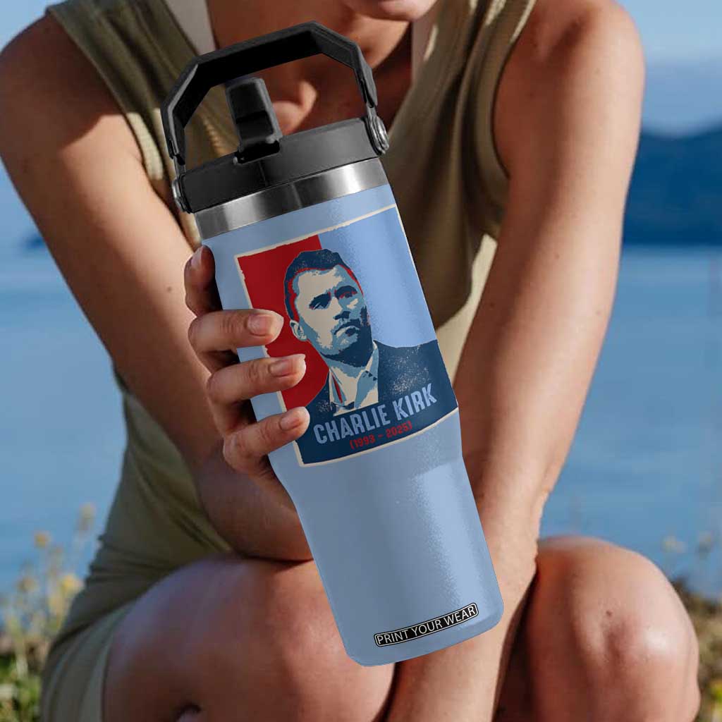 Charlie Kirk Tribute Flip Straw Tumbler Freedom Hope Memorial 1993 2025 TS02 One Size: 30 oz Light Blue Print Your Wear