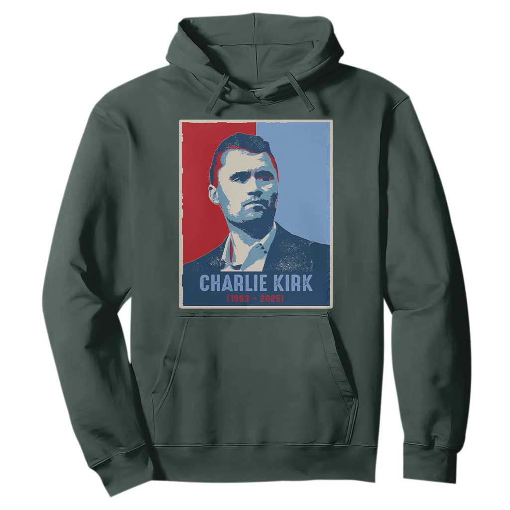 Charlie Kirk Tribute Hoodie Freedom Hope Memorial 1993 2025 TS02 Dark Forest Green Print Your Wear