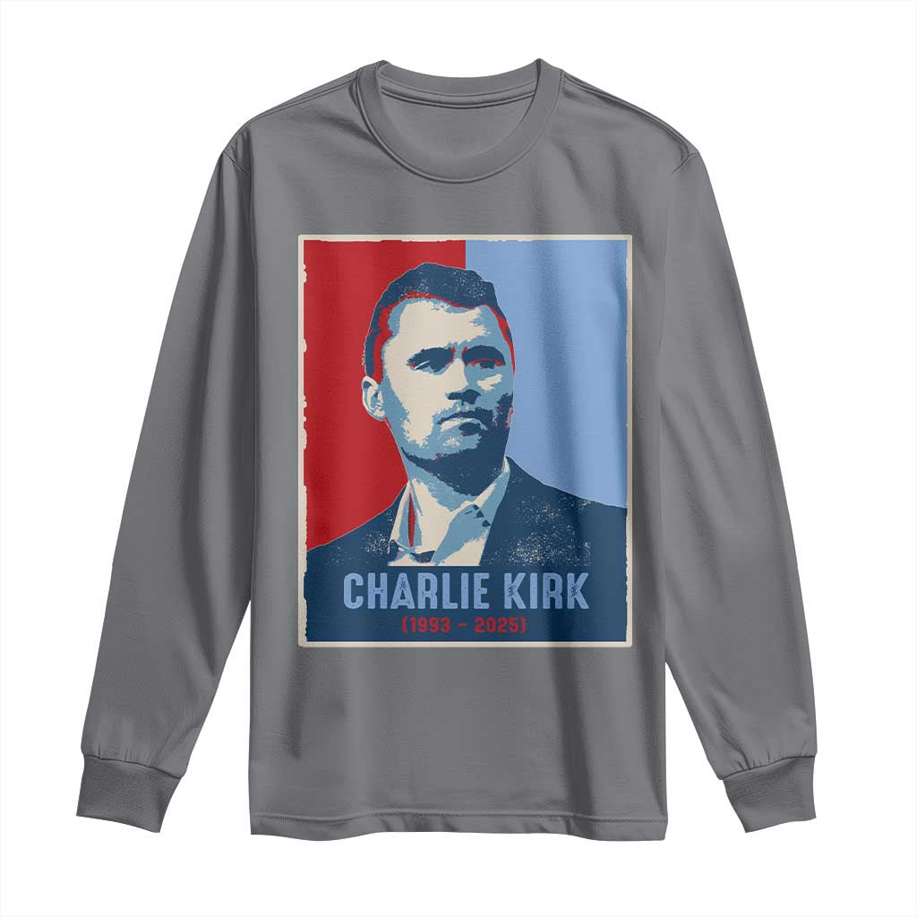 Charlie Kirk Tribute Long Sleeve Shirt Freedom Hope Memorial 1993 2025 TS02 Charcoal Print Your Wear