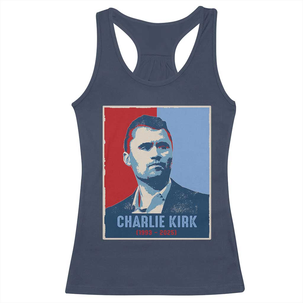 Charlie Kirk Tribute Racerback Tank Top Freedom Hope Memorial 1993 2025 TS02 Navy Print Your Wear