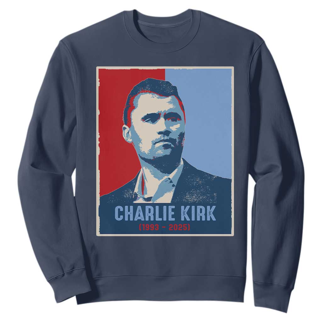 Charlie Kirk Tribute Sweatshirt Freedom Hope Memorial 1993 2025 TS02 Navy Print Your Wear