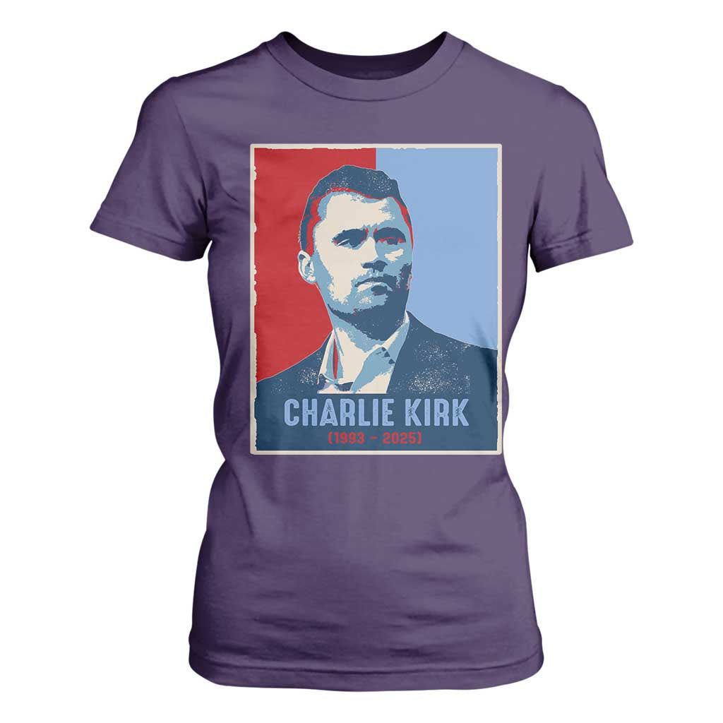 Charlie Kirk Tribute T Shirt For Women Freedom Hope Memorial 1993 2025 TS02 Purple Print Your Wear
