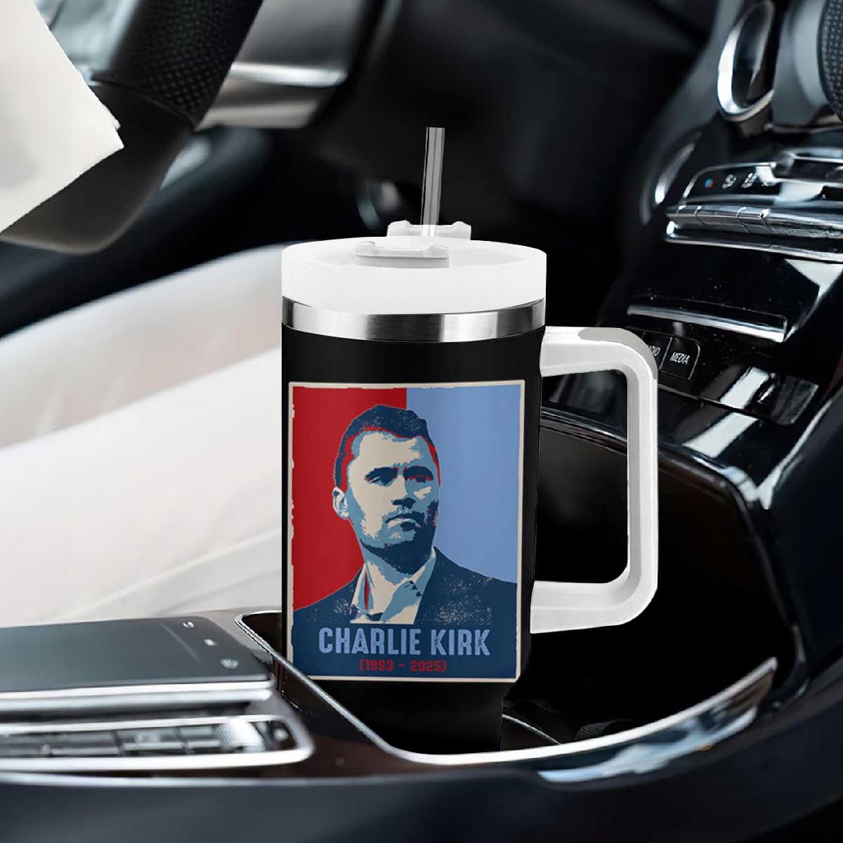 Charlie Kirk Tribute Tumbler With Handle Freedom Hope Memorial 1993 2025 TS02 Print Your Wear