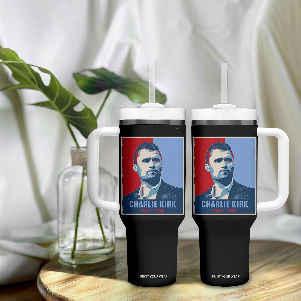 Charlie Kirk Tribute Tumbler With Handle Freedom Hope Memorial 1993 2025 TS02 Print Your Wear