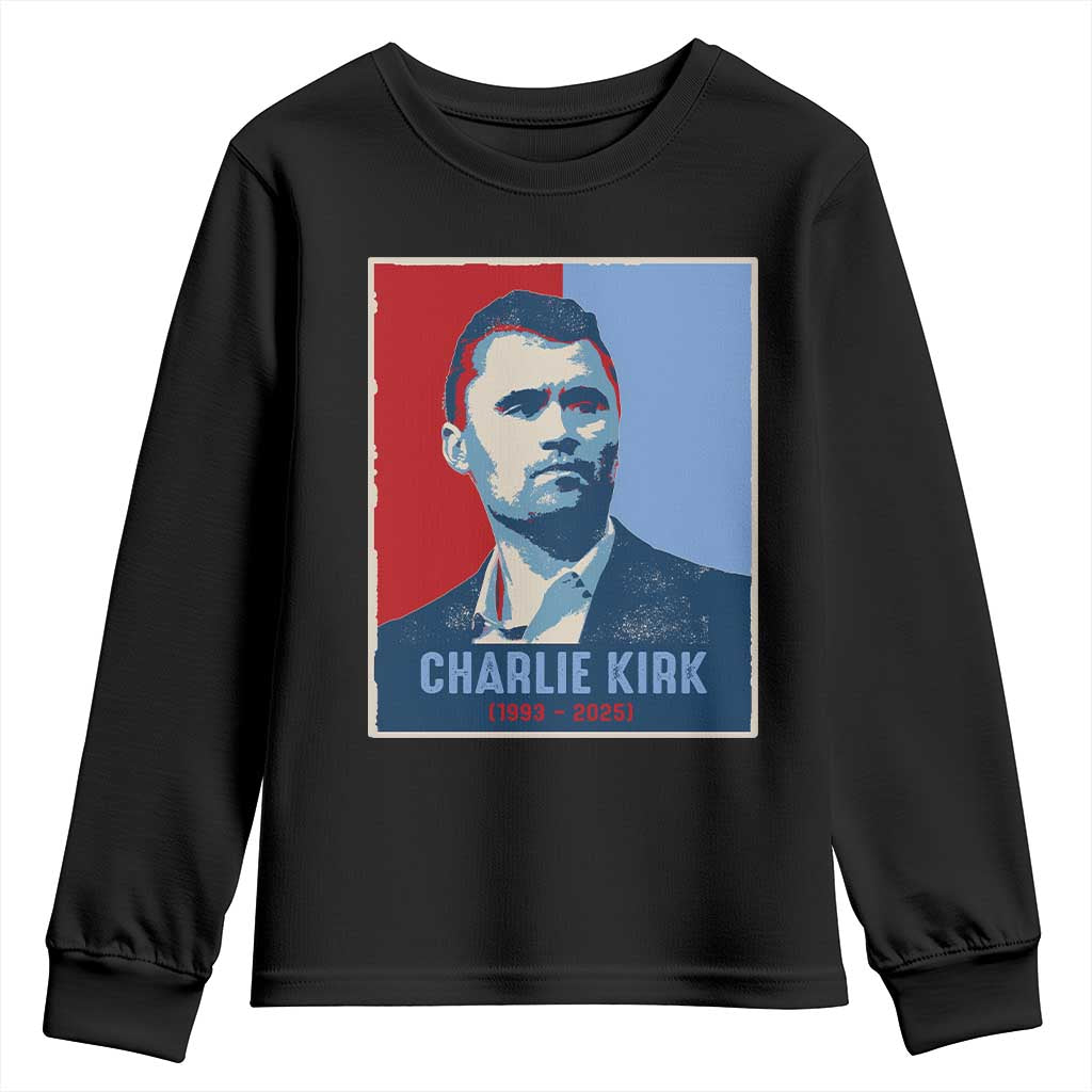 Charlie Kirk Tribute Youth Sweatshirt Freedom Hope Memorial 1993 2025 TS02 Black Print Your Wear