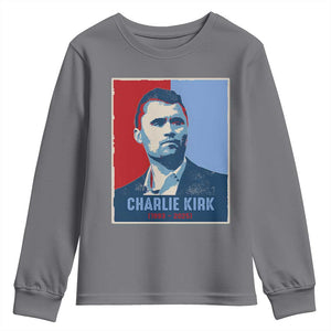 Charlie Kirk Tribute Youth Sweatshirt Freedom Hope Memorial 1993 2025 TS02 Charcoal Print Your Wear