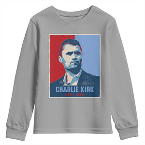 Charlie Kirk Tribute Youth Sweatshirt Freedom Hope Memorial 1993 2025 TS02 Sport Gray Print Your Wear
