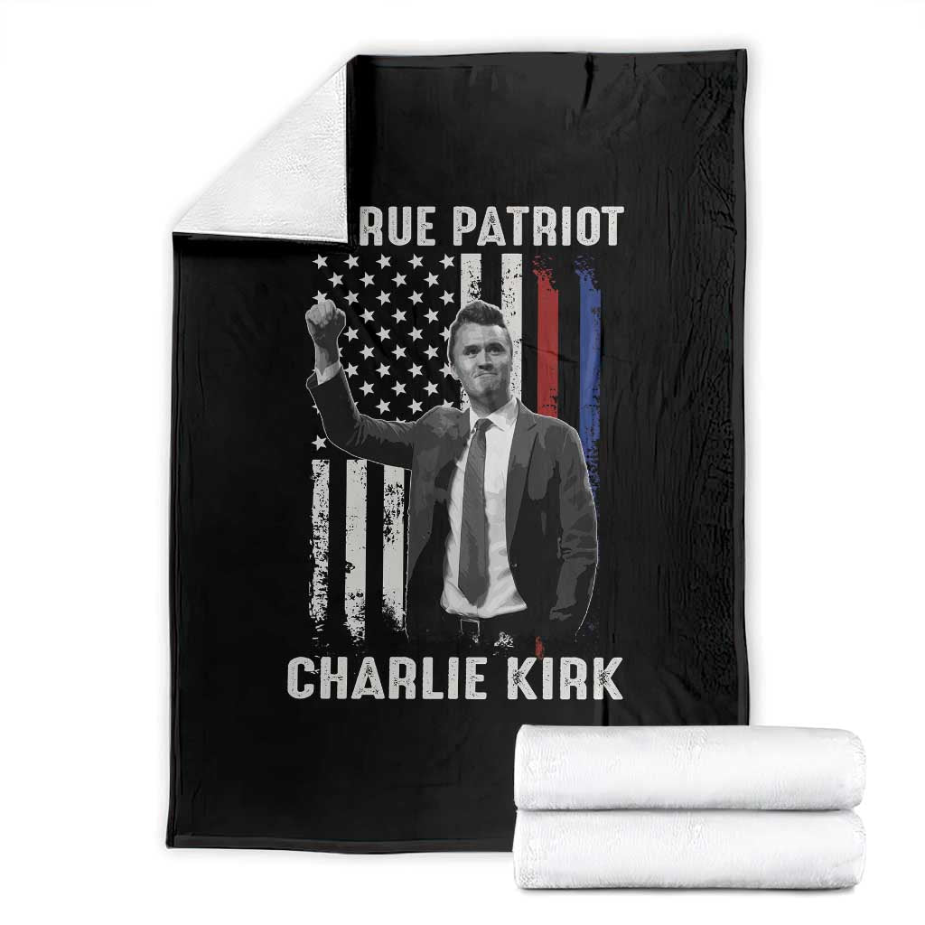 Charlie Kirk Tribute Throw Blanket A True Patriot Freedom American Flag TS02 Black Print Your Wear