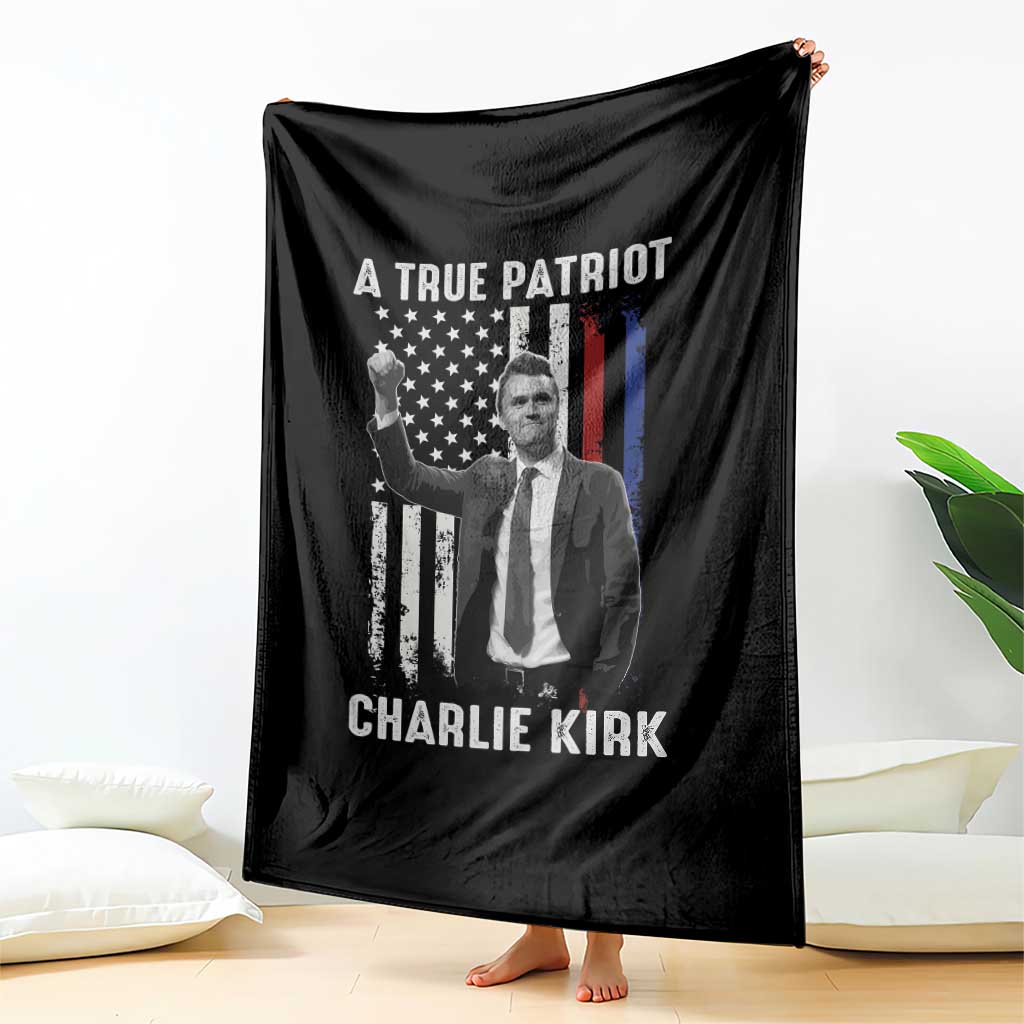 Charlie Kirk Tribute Throw Blanket A True Patriot Freedom American Flag TS02 Print Your Wear