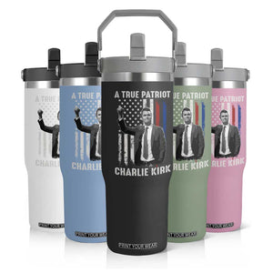 Charlie Kirk Tribute Flip Straw Tumbler A True Patriot Freedom American Flag TS02 Print Your Wear