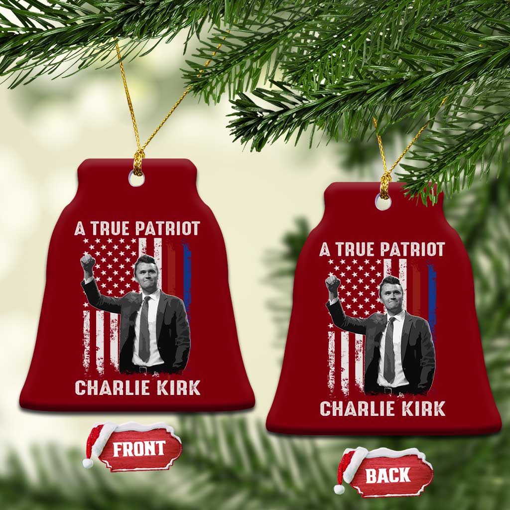 Charlie Kirk Tribute Ceramic Ornament A True Patriot Freedom American Flag TS02 Print Your Wear
