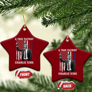 Charlie Kirk Tribute Ceramic Ornament A True Patriot Freedom American Flag TS02 Print Your Wear