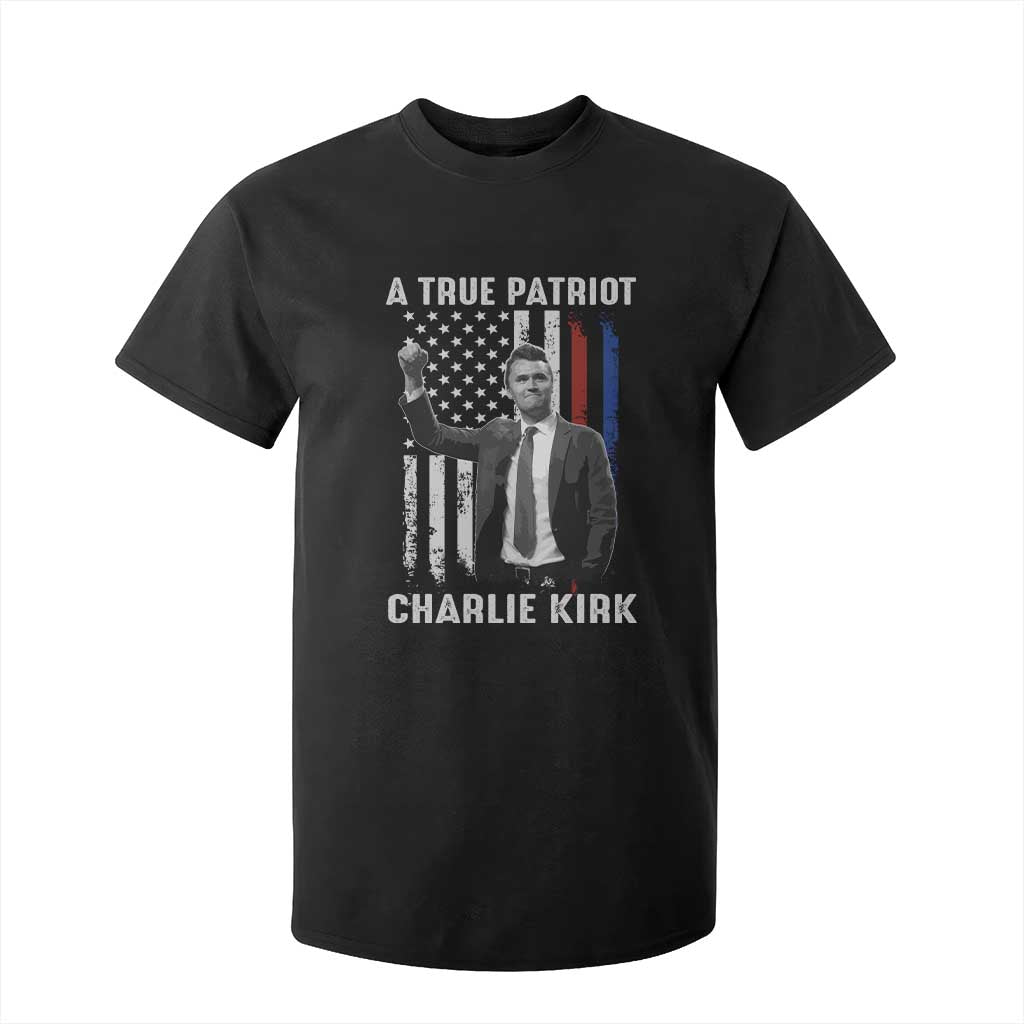 Charlie Kirk Tribute T Shirt For Kid A True Patriot Freedom American Flag TS02 Black Print Your Wear