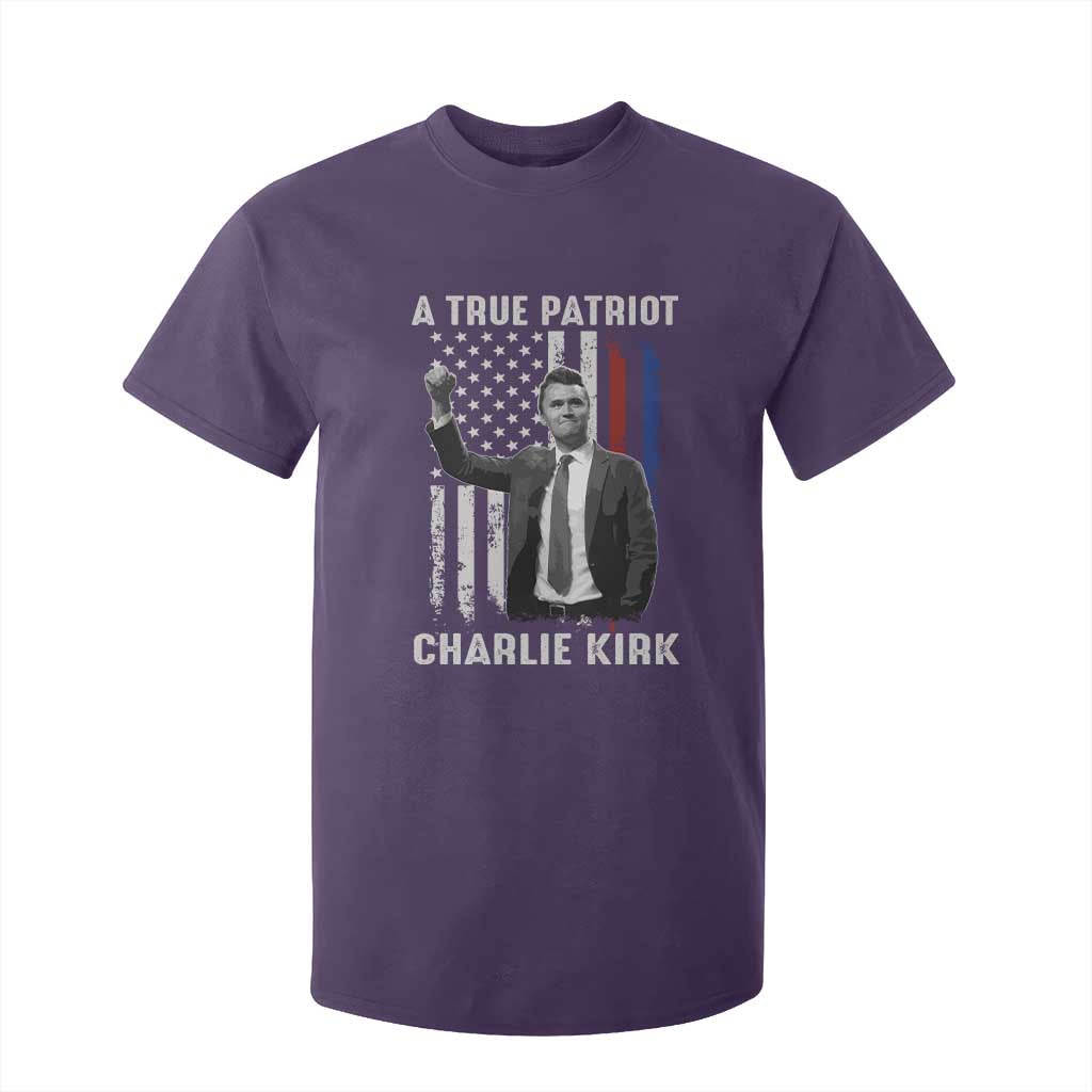 Charlie Kirk Tribute T Shirt For Kid A True Patriot Freedom American Flag TS02 Purple Print Your Wear