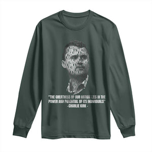 Charlie Kirk Legacy Long Sleeve Shirt Greatness of Our Nation American True Patriot TS02 Dark Forest Green Print Your Wear