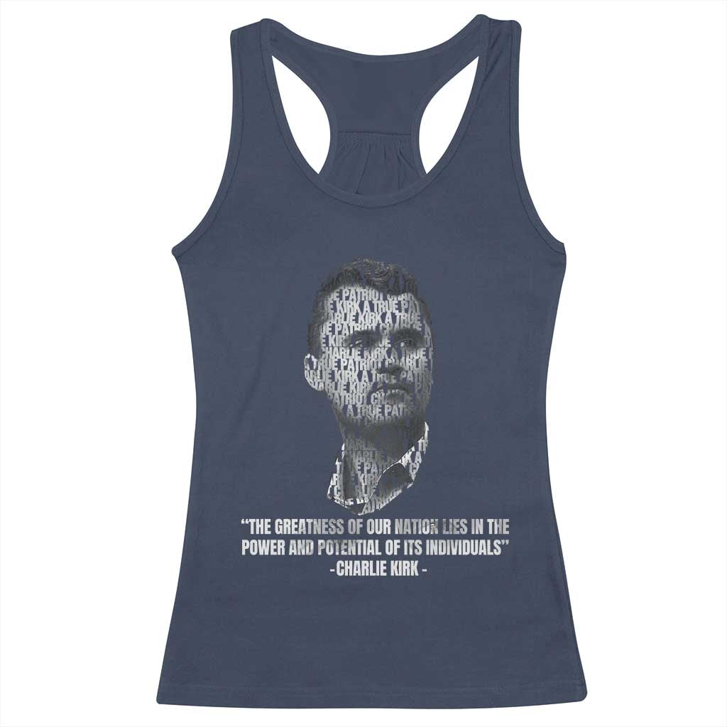 Charlie Kirk Legacy Racerback Tank Top Greatness of Our Nation American True Patriot TS02 Navy Print Your Wear