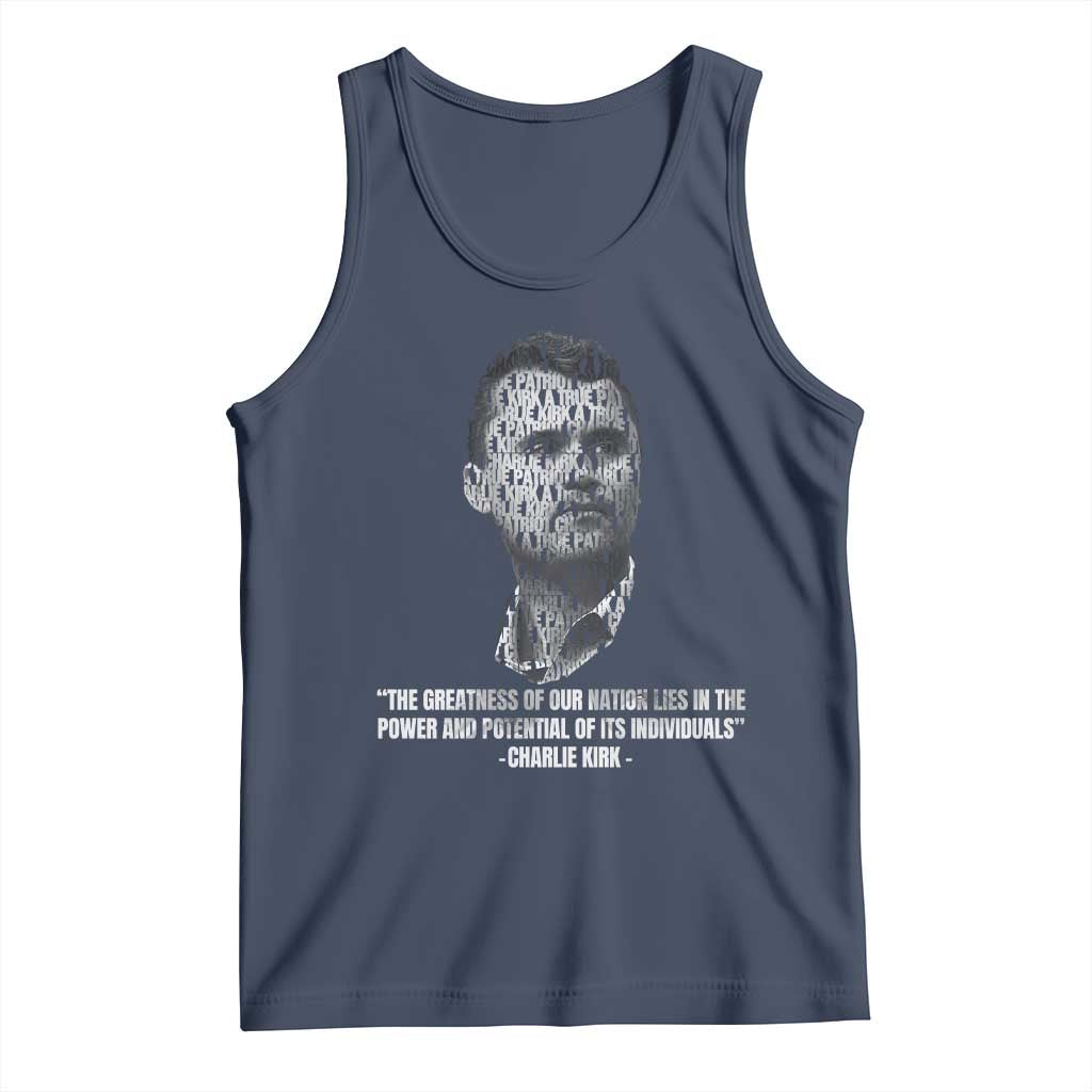 Charlie Kirk Legacy Tank Top Greatness of Our Nation American True Patriot TS02 Navy Print Your Wear