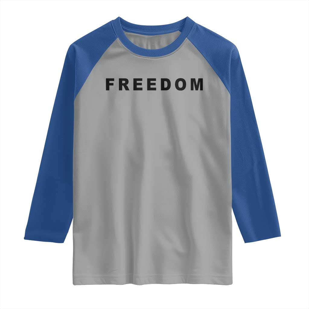 Freedom Statement Raglan Shirt Free Speech Charlie Kirk Tribute TS02 Sport Gray Royal Print Your Wear