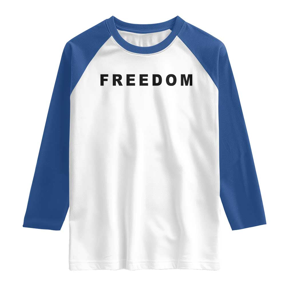 Freedom Statement Raglan Shirt Free Speech Charlie Kirk Tribute TS02 White Royal Print Your Wear