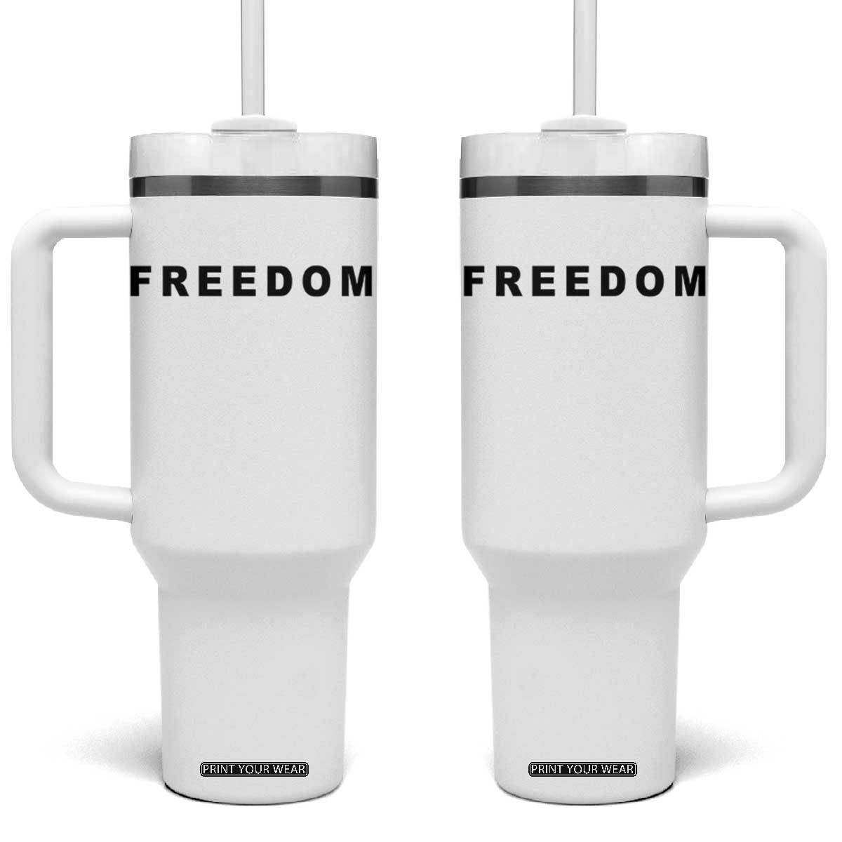 Freedom Statement Tumbler With Handle Free Speech Charlie Kirk Tribute TS02 One Size: 40 oz White Print Your Wear